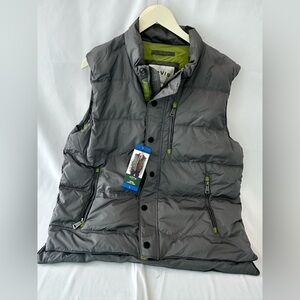 ORVIS Mens Vest Jacket L Gray Green Essex Duck Down Puffer Pockets Full Zip NWT